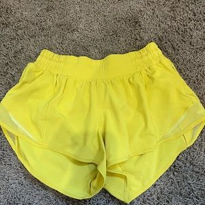 lululemon yellow hotty hot shorts